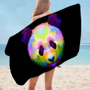 Colorful Panda Head Microfiber Beach Towel