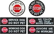 Antrix 6 Pack Stop Warning Sign DO NOT PET No Touch No Talk No Eye Contact Dog Patch Hook and Loop Embroidered Service Dog Guide Dog Patch for Dogs Vests Harness Collar Clothes Emblem