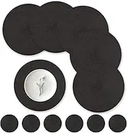 Neween Round Placemats Set of 6, 34 cm Heat Resistant Round Braided Table Mats with Coasters Set of 6 Washable Woven Place Mats for Indoor Outdoor Dining Kitchen Table (Black)