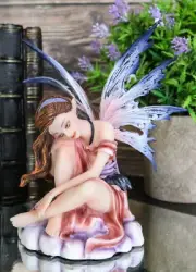 Colorful Heavenly Cloud Fairy Statue 6.25"H Fantasy Mythical Faery Garden Fae