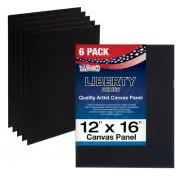 12 X 16 inch Black Professional Artist Quality Acid Free Canvas Panels 6-Pack