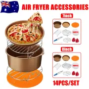 7''/8'' Air Fryer Accessories Rack Cake Pizza Oven Barbecue Frying Pan Tray Set