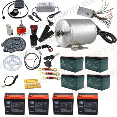 48V 1800W Brushless Motor Kit Pedal Wiring Harness Battery for Go Kart Golf Quad