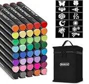 Shuttle Art Textile Pens Machine Washable, 40 Colours Textile Marker Set with Double Tips, Fabric Colouring Pens, Washable, Non-Toxic and Acid Free, Suitable for T-Shirts, Bags, Sports Shoes, Jeans