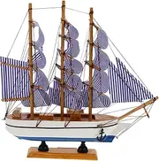 HAMPPLIES Coastal Decor Essential: Handmade Mediterranean Wooden Sailing Ship Model Nautical Home Accessory Random