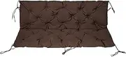 Waterproof Outdoor Swing Cushion With 6 Ties & Backrest, 8cm Thick Soft Patio Bench Pad For Porch,Garden,Lawn 2-3 Seater, Not Removable, Filled With Pp Cotton + Sponge Particles(Dark brown,47*39*3.9in