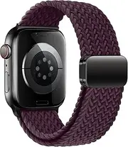 [KEYSJEFF] Compatible with Apple Watch Strap 45mm 44mm 41mm 40mm, Braided Nylon Sport Band Adjustable Elastics Magnetic Buckle Straps for Iwatch Series 9/8/7/6/SE/5/4