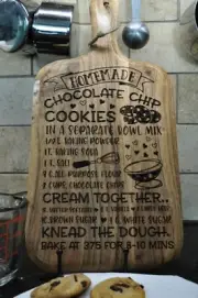 Laser Engraved Serving Tray - Chocolate Chip Recipe engraved board with handle