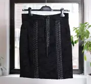 Dolce & Gabbana Black Lace-Up Subtle Floral Pattern Iconic Skirt (M, IT42, US6)
