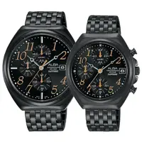 在飛比找momo購物網優惠-【ALBA】雅柏 酷黑時尚計時對錶-43.5+36mm 情人