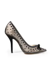 Black Mesh Embellished Bow Detail Pumps