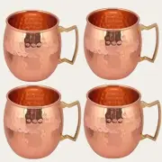 Pure Copper Moscow Mule Mugs, Hammered Mug 350ml Set of 4