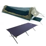 Adventure Kings Single Swag Kwiky 50mm Mattress + Camping Stretcher Bed 1m Wide