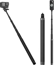 [Telesin] 1.16m / 3.8ft Adjustable Carbon Fibre Invisible Selfie Stick Extendable Extension Pole For GoPro, Insta360 Ace Pro, X2, X3 DJI Action Panoramic Camera Action Cameras (Carbon Fibre 1.16m/3.8ft)