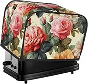 Vintage Floral Toaster Cover 2 Slice Bread Machine Covers Waterproof Universal Size Kitchen Small Appliance Cover with Hang Loop, Dust and Fingerprint Protection