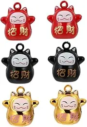 [KALLORY] Handmade Accessories Bag Charms Dog Collar Charms Jewelry Pendant Luck Cat Pendant Loud Cat Bells Luck Cat Charm Jewelry Kit Lucky Cat Collar Bells Cat Bell Decor Copper