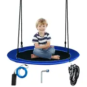 Babyjoy 100cm LED Lighted Flying Saucer Tree Swing 300KG Swing Seat Outdoor Hammock Blue