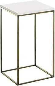Exquisite Bedside Cabinets Combination Table, Wooden Panel Metal Bracket Coffee Table Gallery The Mall Clothing Store Display Stand Can Place Crafts Side Desk (Color : White, Size : 30 * 30 * 54CM)
