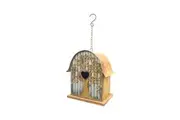 Willow & Silk Tree Detail Rustic Bird House Home/Garden Decor 25x18x51cm