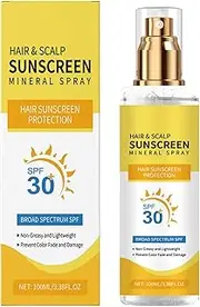 Hair and Scalp Sun Protection Spray, Non-Greasy SPF 30 Scalp Sunscreen Spray for UV Protector & Hair Dryness, Prevents Color Fade, Lightweight Formula for Hiking/Beach/Outdoors (1pcs)