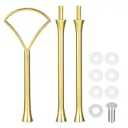 2 Sets Cake Tray Stand Handle Plate Hardware Fitting, 3-Tiers Fan Gold