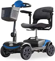 Equipmed SmartRider Electric Portable Folding Mobility Scooter 8km/h with Battery and Charger, Black & Blue, SmartRider