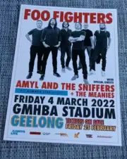 FOO FIGHTERS - GEELONG VIC Australian Tour 2022 - Laminated Tour Poster - UNUSED