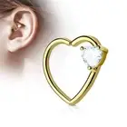 Piercing Ear Cartilage Daith Gem Heart White Gold Plated