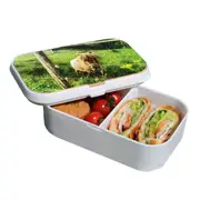 Lunch Box Food Container Snack Picnic Authentic Wood Strap Cutlery Horse