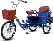 Three Wheel Bike, Adult Tricycle Adjustable Seat 3 Wheel Bikes High Carbon Steel Frame Single Speed Bicycle Cruiser Bike Traditional Design for Seniors Cycling Pedalling