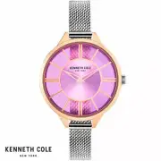 Kenneth Cole KC50538002 Transparency violet rose gold silver Women's Watch NEW