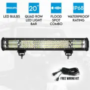 Elinz 20" LED Light Bar 4 Rows Work Driving FLOOD SPOT COMBO IP68 Offroad 4WD