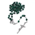 天主教聖物 孔雀石 彎針 玫瑰念珠 項鍊 ROSARY NECKLACE