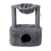 Grey Cat Plush Condo Scratching Post House Bed Sisal Activity Tower Tree Scratcher