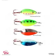15pcs Random Colors 1/4oz Fish WOW! Fishing Spoon Treble Red Hook Duo Lock Snap