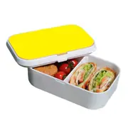 Lunch Box Food Container Snack Picnic Authentic Wood Strap Cutlery Yellow