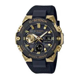 CASIO卡西歐 G-SHOCK 藍牙 太陽能電力 碳纖維核心防護 輕薄升級 霸氣奢華 酷帥黑金 GST-B400GB-1A9_49.6mm