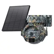 4G LET Solar Camera Outdoor, 3MP 360 Degree PTZ Hunting Camera Camouflage, PIR Detection, Night Color, Two Way Audio
