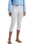 HUE Reversible French Terry Ultra High Waist Capri Legging, White L/XL