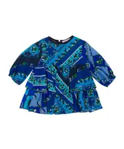 Emilio Pucci Junior Long-Sleeved Crewneck Dress 9M,18M,6M,36M,24M,12M Blue