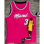 熱壓 NBA邁阿密熱沒有。 3 韋德籃球衫粉色 3 韋德籃球衫粉色