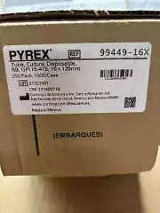 PACK OF 250 PYREX 15mL Culture Tubes 16x125mm Disposable Round Bottom Threaded