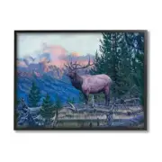Elk Forest Mountain Morning Sun Woodland Animal David Graham Black Framed Wal...