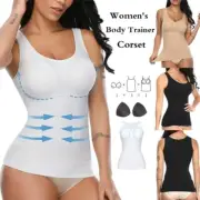 Women Built in Bra Camisole Vest Underwear Tummy Control Tank Top Body Shaper