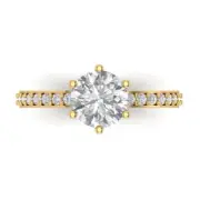 1.96ct Round Cut Moissanite Promise Bridal Wedding Designer Ring 14k Yellow Gold