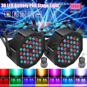 2PCS 108W Rechargeable Battery Par 36 LED Wash Stage Light Disco Show Event Lamp