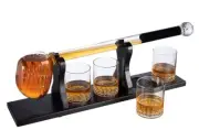 The Wine Savant Golf Club Whiskey Decanter and 4 Liquor Glasses Set NIB
