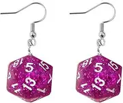 [Pingyongchang] D20 Polyhedral Dice Earrings 3D Dice Dangle Earrings Dice Geometric Dangle Drop Weird Earrings Creative Funny Halloween Costume Jewelry for Women Girls