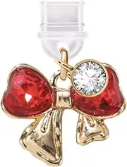 ELISE & FONDA TP686 Type-C Charging Port Anti Dust Plug Little 3D Crystal Bow Cell Phone Charm for iPhone 15/16/Samsung/OnePlus/Xiaomi/oppo Android Phones (Red)