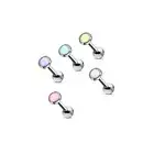 5 - Illuminating Stone Flat Surgical Steel Barbell Studs Cartilage Tragus A188